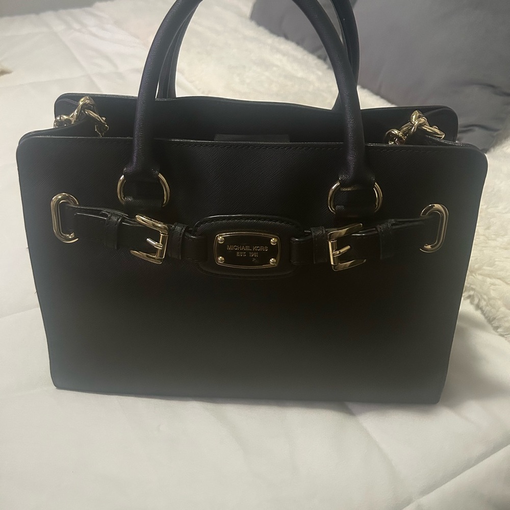 Michael Kors Black Satchel with Gold Accents